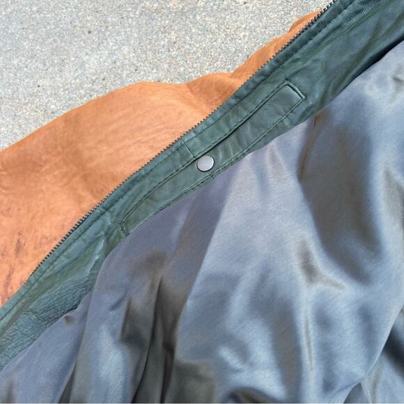 Vintage Golds Gym leather bomber varsity jacket yellow gold and green - Picture 7 of 10